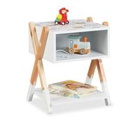 Relaxdays Children's Bedside Table, Nightstand with Shelf, 42x34x32 cm, Kids' Bedroom, Teddy-Design, Wood & MDF, Multi, Fibreboard