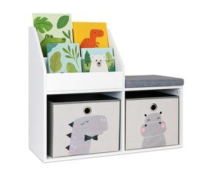 Relaxdays Children's bench with bookcase