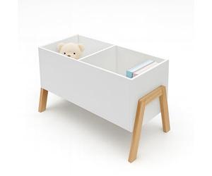 Relaxdays Children's Bookcase, 2 Open Compartments, Toys & Books, Toy Shelf HWD: 40 x 66.5 x 34.5 cm, White/Natural