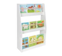 Relaxdays children's bookshelf, 3 open compartments, HxWxD: 90 x 60 x 20 cm, toy storage shelf, white/natural