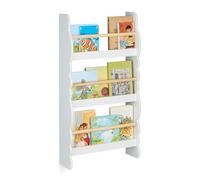 Relaxdays Children's Bookshelf, Cloud Design, 3 Compartments, Wall-mounted Shelves, 80 x 42.5 x 14 cm, White/Natural