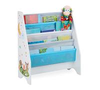 Relaxdays Children's Bookshelf, Storage Unit for Books, Campfire Motif, Four Shelves Stable, 72 x 62 x 29 cm, Colourful, Fibreboard