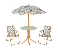 Relaxdays Children's Camping Furniture Set with Parasol, Folding Chairs & Table, Kids’ Garden Ensemble, Assorted, 126 x