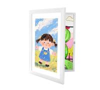 Relaxdays Children's Foldable Magnetic A4 Picture Frame for Kids' Art, MDF & Acrylic, White, 32x25.5 cm