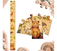 Relaxdays Children's Height Chart, Forest Animals, 50-180 cm, Light Brown | Wall Chart, Puzzle Design, No Drilling