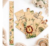 Relaxdays Children's Height Chart, Wood, Jungle, 50-180 cm, Light Brown | Wall Chart, Puzzle Design, No Drilling
