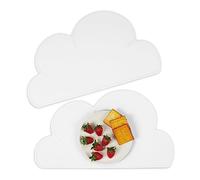 Relaxdays Children's Place Mat Set, 2X Pack, Cloud Design, Silicone, Easy to Clean, Kids, W x D: 47.5 x 26.5 cm, White, 0.2 x 47.5 x 26.5 cm