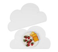 Relaxdays Children's Place Mat Set, 2X Pack, Cloud Design, Silicone, Easy to Clean, W x D: 47.5 x 26.5 cm, Light Grey, 0.2 x 47.5 x 26.5 cm