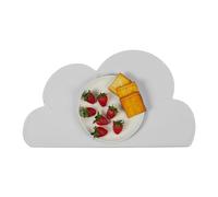Relaxdays Children's Placemat, Cloud-Shaped, Non-Slip, Washable, Silicone Table Mat Baby, WXD: 47 x 26.5 cm, Light Grey, 0.2 x 47 x 26.5 cm