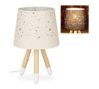 Relaxdays Children's Room Table Lamp Bedside Lamp for Girls E14 Round Fabric Shade with Stars 40 cm Tall Pink