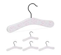 Relaxdays Children's Set of 5 Hangers Footprint Motif 25 cm Wide Baby Clothes White Pink, MDF panels, 5 items