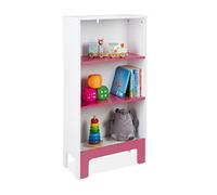 Relaxdays Children's Shelf, 3 Levels, HxWxD: 91 x 48 x 24 cm, Storage Unit for Books & Toys, Sturdy MDF, White/Pink, Fibreboard