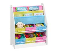 Relaxdays Children's Shelf, 6 Boxes, Compartments for Books, Toy Storage, Bookshelf HWD: 74 x 62.5 x 31 cm, Colourful, Fibreboard