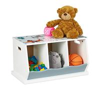Relaxdays Children's Shelf, Dog Motif, 3 Compartments, HWD: 32.5 x 60 x 36 cm, Girls & Boys, MDF, Bookshelf, Colourful, Fibreboard, 32,5 x 60 x 36 cm