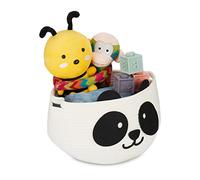 Relaxdays Childrens Storage Basket, Panda Symbol, Toy Box, Laundry, Woven, Cotton, Hamper, HxW: 24.5x35 cm, White/Black, 24.5 x 35 x 35 cm