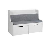 Relaxdays children's storage bench, HxWxD: 70 x 100 x 45 cm, reading seat, 2 drawers, book holder, cushion, white/grey