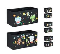 Relaxdays Children's Storage Boxes, Set of 4, DIY Foam Stickers, Decorate Play Box, Design D, 31 x 31 x 31 cm, Colourful, 4