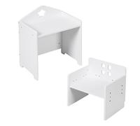 Relaxdays children's table & chair set with chalkboard, star motif, activity table, 48.5x38x30 cm, white