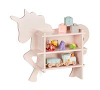 Relaxdays Children's Unicorn Shelf, 2 Open Compartments, Kids Bookcase, Wall Mounted Storage, 54.5 x 66 x 13 cm, Pink, Fibreboard