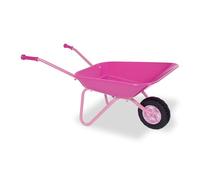 Relaxdays Children's Wheelbarrow, Ergonomic Handles, HWD: 43x74x36 cm, Metal, Plastic, Toy for Garden Play, Pink/Black