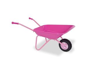 Relaxdays Children's Wheelbarrow, Ergonomic Handles, HWD: 43x74x36 cm, Metal, Plastic, Toy for Garden Play, Pink/Black