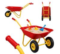 Relaxdays Children's Wheelbarrow, Non-Slip Handles, Red | Metal, plastic, 43 x 74 x 36 cm, children's wheelbarrow