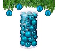 Relaxdays Christmas Bauble Set of 30, Glittery, Matt & Shiny Ornaments, Plastic Xmas Tree Balls, HxD: 7 x 6 cm, Petrol