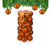 Relaxdays Christmas Bauble Set of 30, Glittery, Matt & Shiny Ornaments, Plastic Xmas Tree Balls, HxD: 7 x 6 cm, Orange
