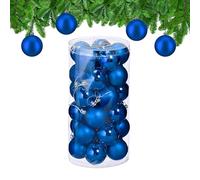 Relaxdays Christmas Bauble Set of 30, Glittery, Matt & Shiny Ornaments, Plastic Xmas Tree Balls, HxD: 7 x 6 cm, Blue