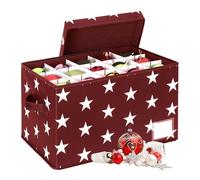 Relaxdays Christmas Bauble Storage Box, 30 Baubles, H x W x D: 26.5 x 42.5 x 26 cm, Polyester, Cardboard, Ball Box, Red