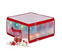 Relaxdays Christmas bauble storage box, 32 baubles, HxWxD: 18x36x36 cm, plastic, cardboard, bauble box, transparent/red