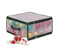 Relaxdays Christmas bauble storage box, 32 baubles, HxWxD: 18x36x36 cm, plastic, cardboard, semi-transparent/green