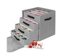 Relaxdays Christmas bauble storage box, 64 baubles, HxWxD: 40 x 36.5 x 36.5 cm, polyester, cardboard, ball box, grey