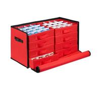 Relaxdays Christmas Bauble Storage Box, 80% fleece 20% cardboard, Red/Black, 30.5 x 62 x 30.5 cm