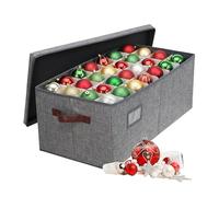 Relaxdays Christmas bauble storage box, 96 baubles, HxWxD: 26 x 66.5 x 33 cm, polyester, cardboard, grey