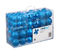 Relaxdays Christmas Baubles Set of 100, Festive Ornaments, Matt, Shiny, Glitter, Tree Balls ∅ 3, 4 & 6 cm, Assorted