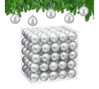 Relaxdays Christmas Baubles, Set of 100, Festive Tree Ornaments, D: 6 cm, Holiday Decorations, Plastic, Matte, Silver