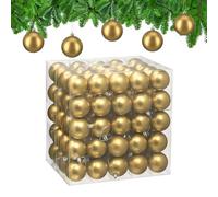 Relaxdays Christmas Baubles, Set of 100, Festive Tree Ornaments, D: 6 cm, Holiday Decorations, Plastic, Matte, Gold