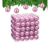 Relaxdays Christmas Baubles, Set of 100, Festive Tree Ornaments, D: 6 cm, Holiday Decorations, Plastic, Matte, Pink