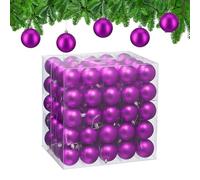 Relaxdays Christmas Baubles, Set of 100, Festive Tree Ornaments, D: 6 cm, Holiday Decorations, Plastic, Matte, Violet