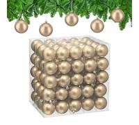 Relaxdays Christmas Baubles, Set of 100, Festive Tree Ornaments, D: 6 cm, Holiday Decorations, Plastic, Matte, Champagne