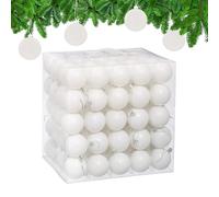 Relaxdays Christmas Baubles, Set of 100, Festive Tree Ornaments, D: 6 cm, Holiday Decorations, Plastic, Matte, White