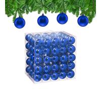 Relaxdays Christmas Baubles, Set of 100, Festive Tree Ornaments, D: 6 cm, Holiday Decorations, Plastic, Shiny, Blue
