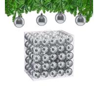 Relaxdays Christmas Baubles, Set of 100, Festive Tree Ornaments, D: 6 cm, Holiday Decorations, Plastic, Shiny, Silver