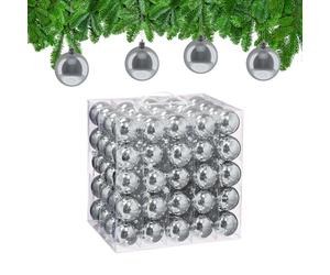 Relaxdays Christmas Baubles, Set of 100, Festive Tree Ornaments, D: 6 cm, Holiday Decorations, Plastic, Shiny, Silver