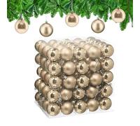Relaxdays Christmas Baubles, Set of 100, Festive Tree Ornaments, D: 6 cm, Holiday Decorations, Shiny & Matte, Champagne
