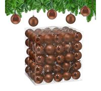 Relaxdays Christmas Baubles, Set of 100, Festive Tree Ornaments, D: 6 cm, Holiday Decorations, Shiny & Matte, Brown