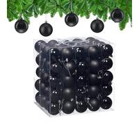 Relaxdays Christmas Baubles, Set of 100, Festive Tree Ornaments, D: 6 cm, Holiday Decorations, Shiny & Matte, Black