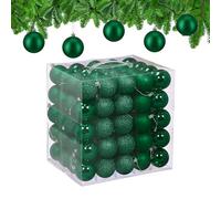 Relaxdays Christmas Baubles, Set of 100, Tree Ornaments, Holiday Decorations, Plastic, Shatterproof, 6 cm, Dark Green