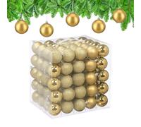 Relaxdays Christmas Baubles, Set of 100, Tree Ornaments, Holiday Decorations, Plastic, Shatterproof, 6 cm, Gold